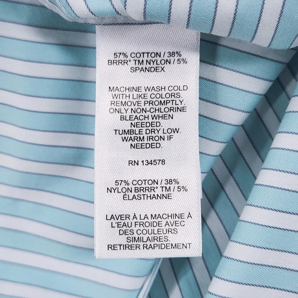 Vineyard Vines OTG Shirt Mens Medium Blue Stripe Short Sleeve Brrr Stretch NEW - Picture 10 of 13